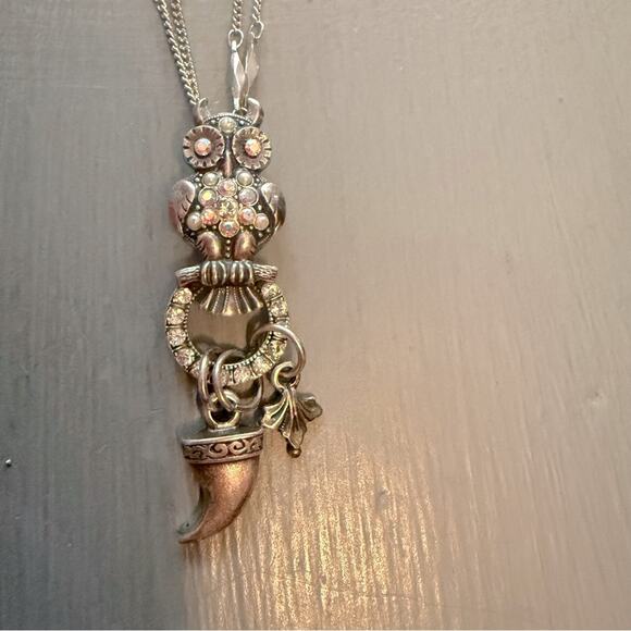 Mariana Crystal Owl Charm Pendant Necklace - Picture 3 of 9